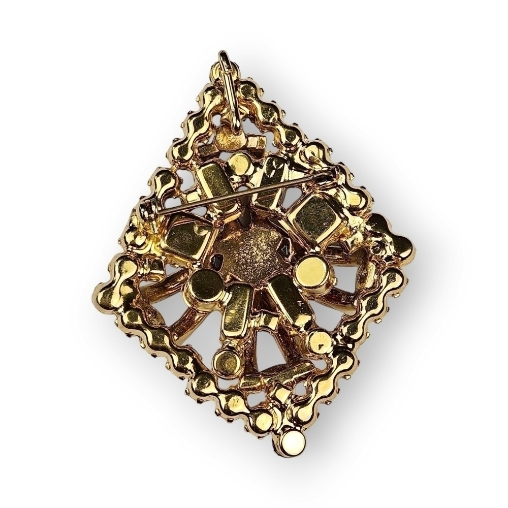 Juliana Rhinestone Brooch Pin Pendant Layered Topaz AB Orange Diamond Vtg D&E - Picture 8 of 12
